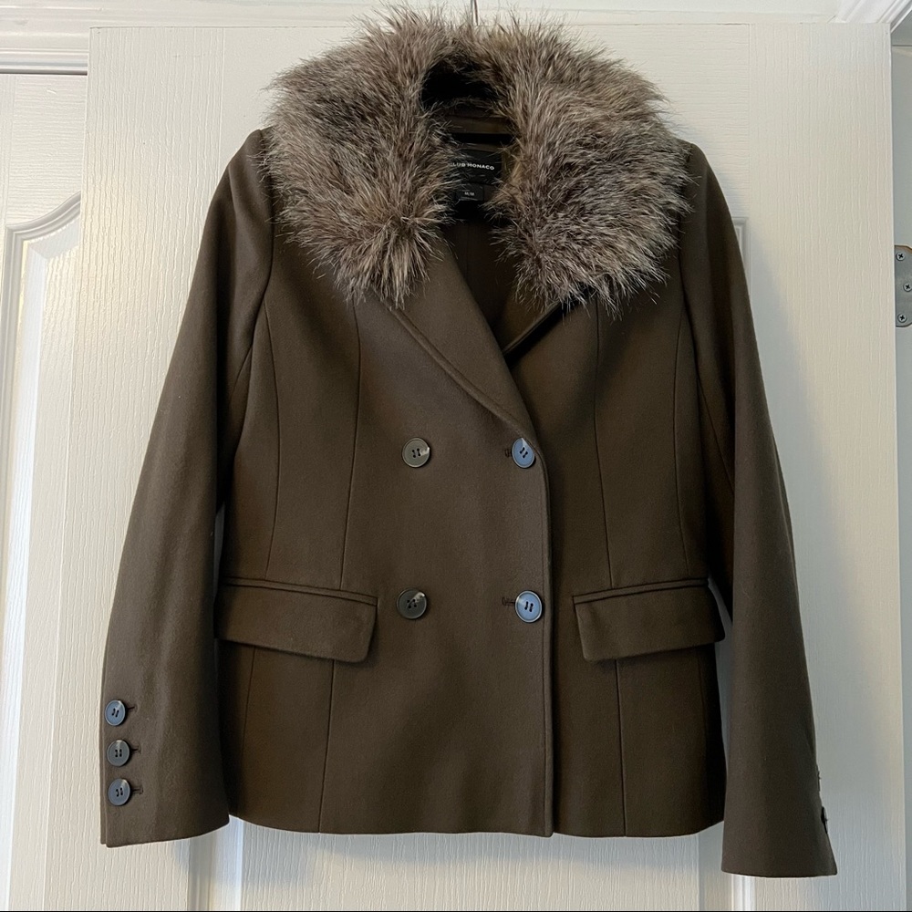 Club Monaco 80% Wool Olive Green Peacoat